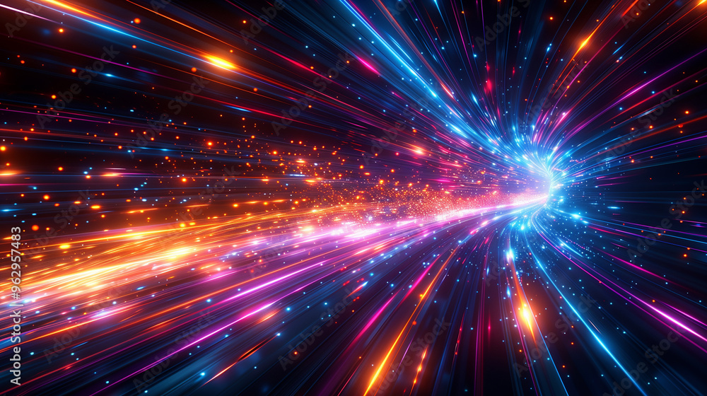 Abstract high speed light trails on dark background. Futuristic template for banner, presentations, flyers, posters. Abstract high speed light trails on dark background. Futuristic template for banner, presentations, flyers, posters.