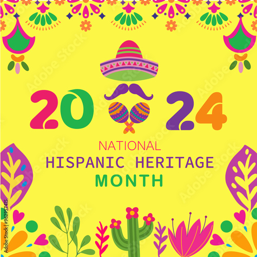 Hispanic Heritage Month 2024 Cultural Celebrations, events and invitation poster