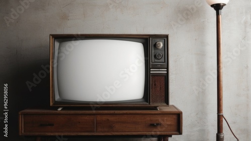 Blank screen Old retro box TV mockup