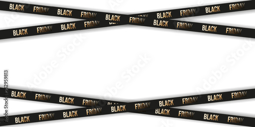Luxury Black Friday don't cross line isolated transparent background. Black Friday barrier tape template design. Vector illustration. EPS 10