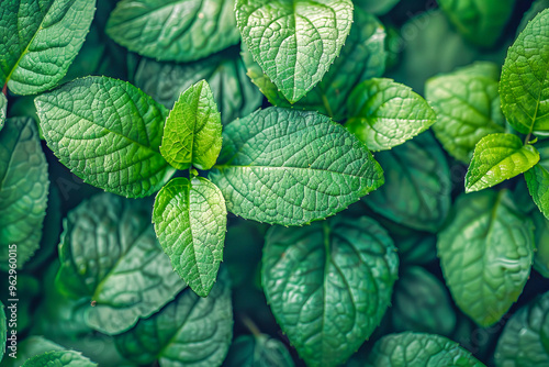 Fresh green leaves forming a natural background image