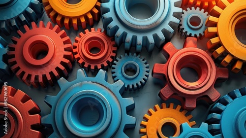 Wallpaper Mural Colorful mechanical gears interlocking, representing teamwork and industry. Torontodigital.ca
