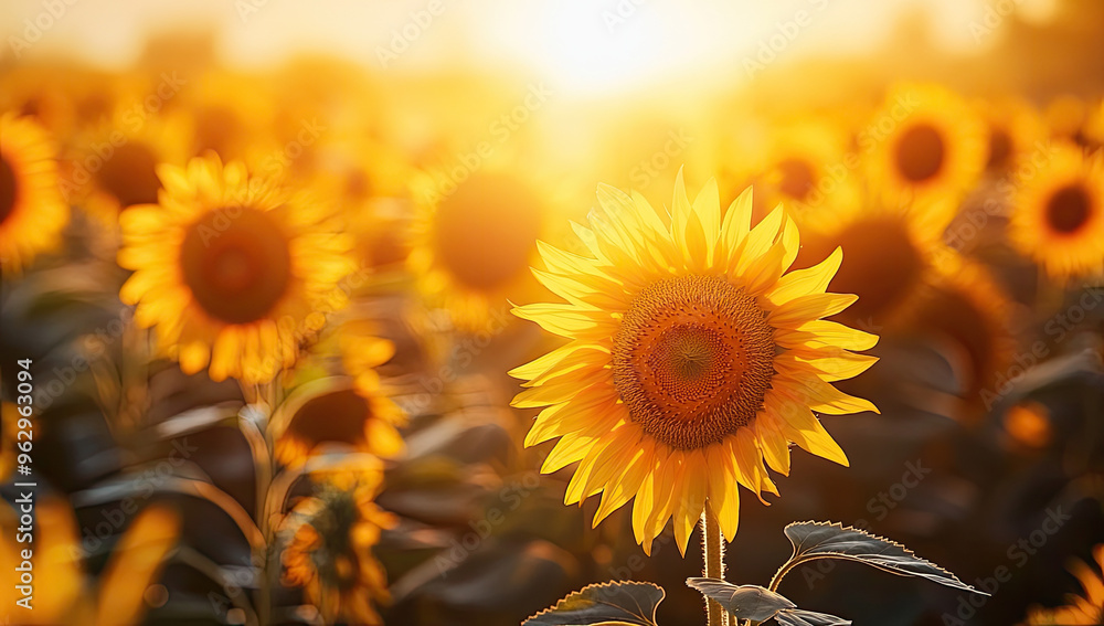 Obraz premium sunflower field in summer. Created with Ai