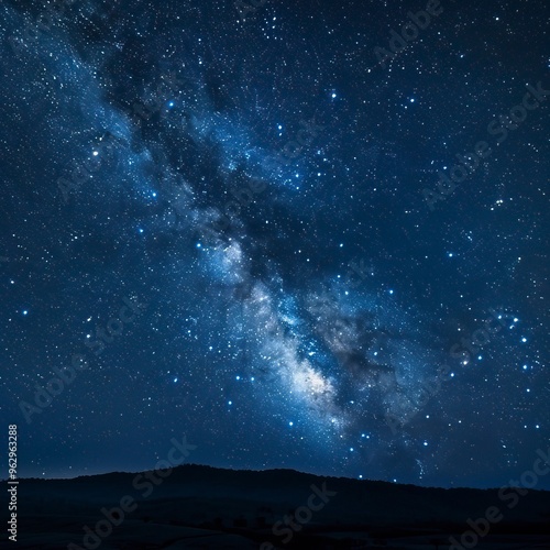 Panorama blue night sky milky way and star on dark background