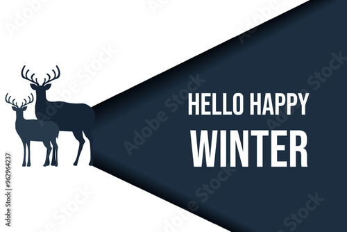 Hello happy winter discord banner template design in trendy Minimalism style. Elegant winter poster. Simple elegance vector aesthetic can used postcard cover print. EPS 10