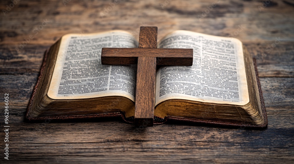 a wooden cross and a bible a wooden cross and a bible