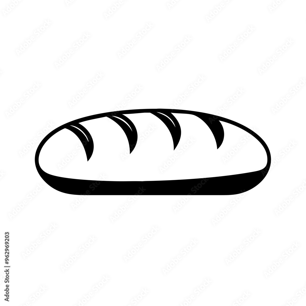 Black and white bread loaf icon, minimalistic style, bakery and food concept Black and white bread loaf icon, minimalistic style, bakery and food concept