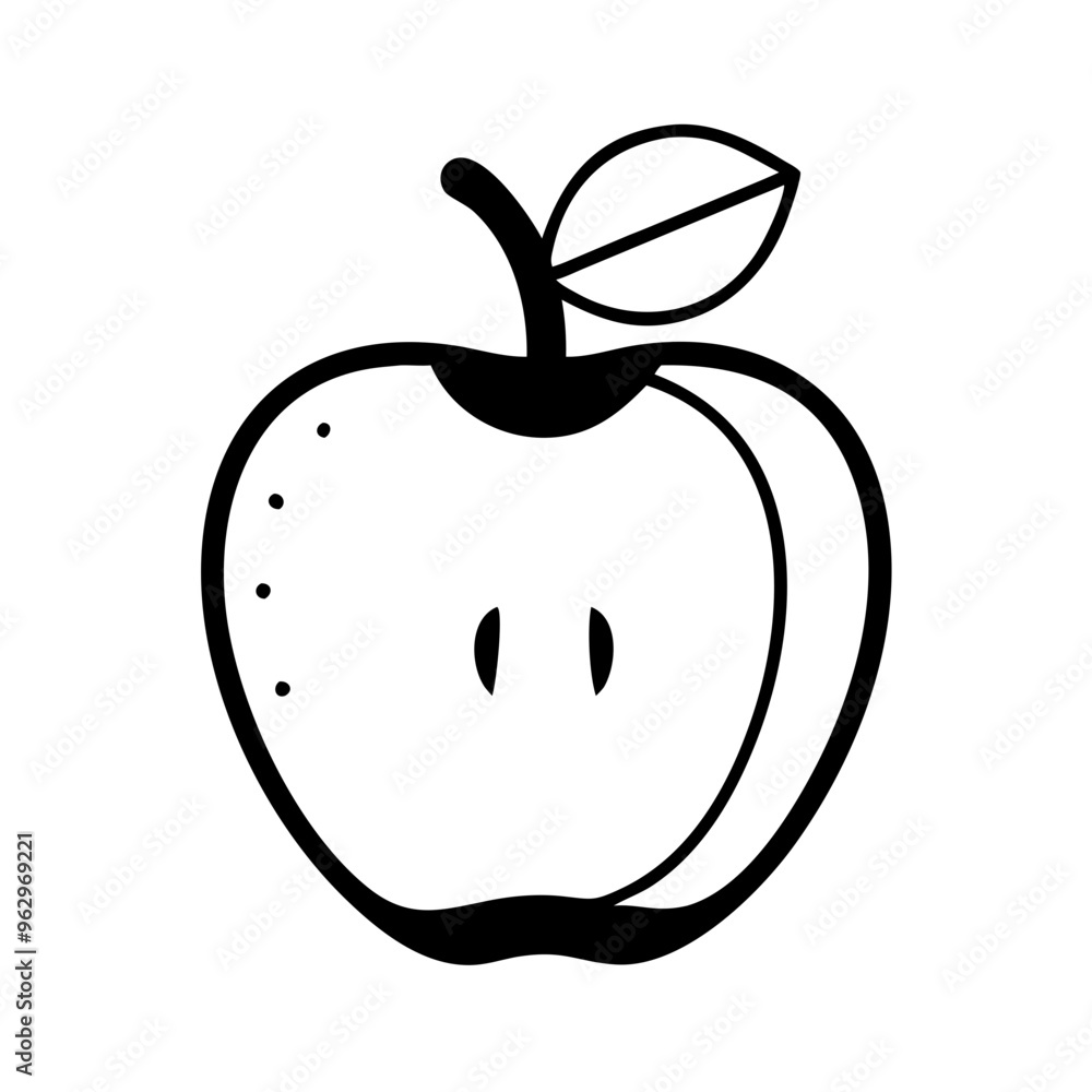 Apple with Stem on Transparent Background Apple with Stem on Transparent Background