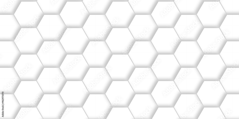 Naklejka premium Abstract White Hexagonal Background. Luxury White Pattern. Vector Illustration. 3D Futuristic abstract honeycomb mosaic white background. geometric mesh cell texture. modern futuristic wallpaper.