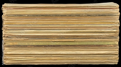 Detailed texture of a stack of vintage vinyl records with visible grooves and scratches