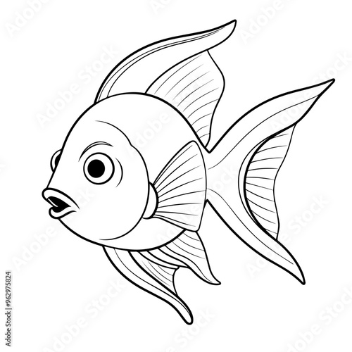 Elegant angelfish outline icon in vector format, ideal for aquatic-themed designs.