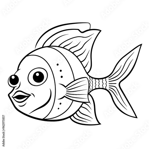 Elegant angelfish outline icon in vector format, ideal for aquatic-themed designs.