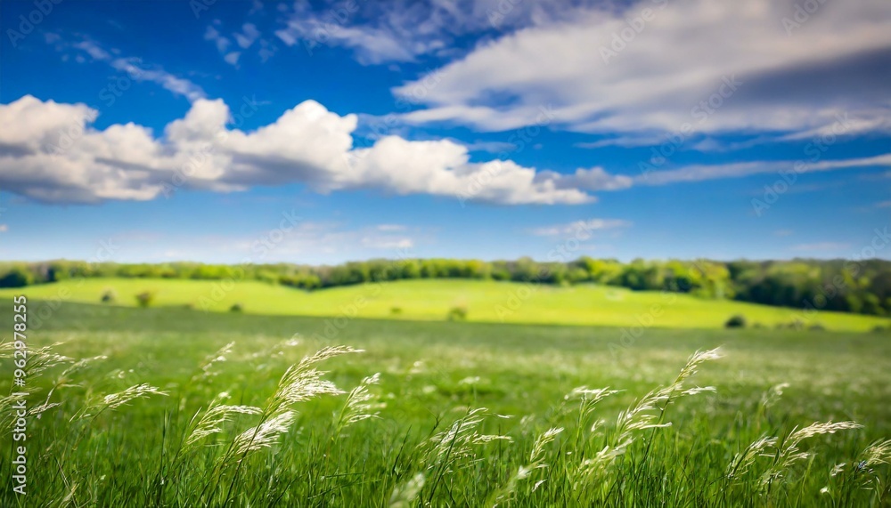Fototapeta premium Krajobraz słoneczna zielona łąka polana 