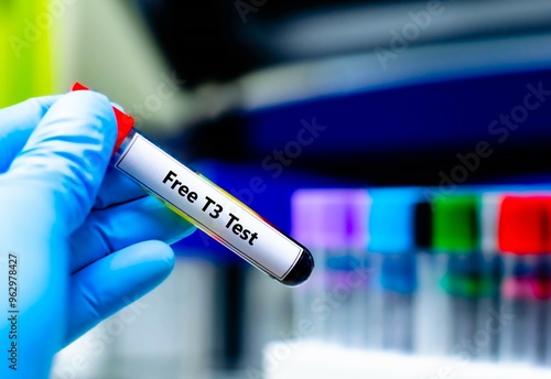 Blood sample tube for free T3 test analysis. photo