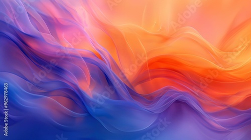 Wallpaper Mural Abstract colorful wave-like patterns with flowing shapes in orange and blue hues. Torontodigital.ca
