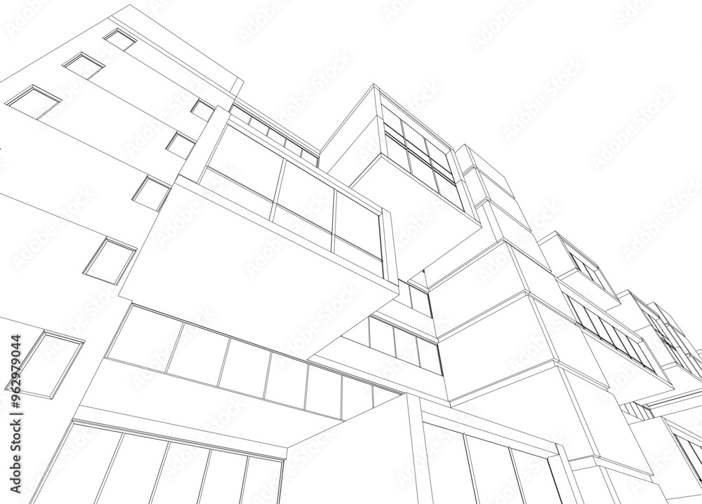 Architectural 3d drawing vector illustration Architectural 3d drawing vector illustration