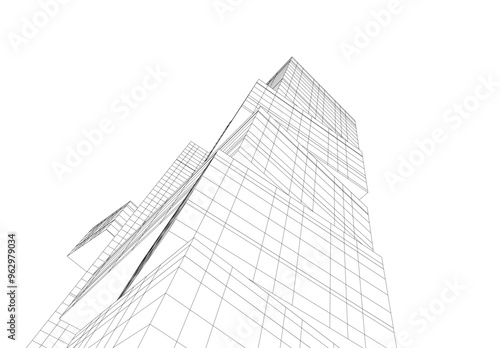 Architectural 3d drawing vector illustration