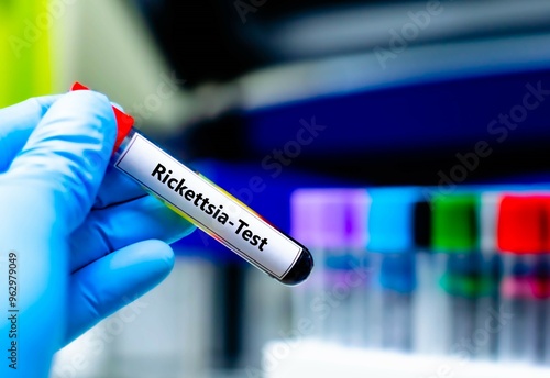 Blood sample tube for rickettsia test analysis. photo