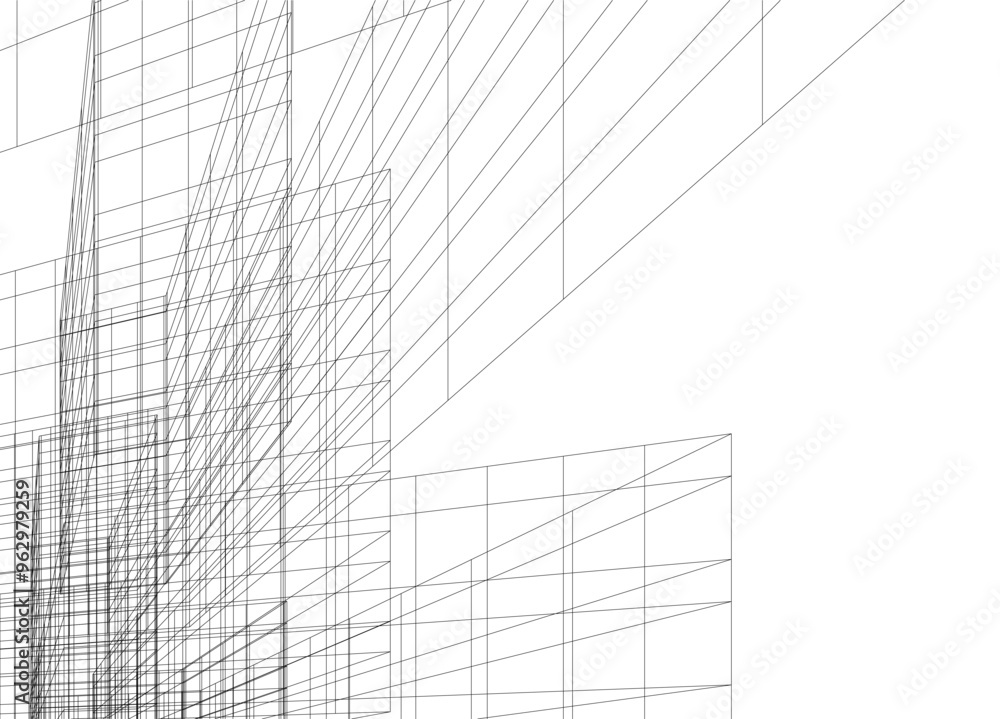 Architectural 3d drawing vector illustration Architectural 3d drawing vector illustration