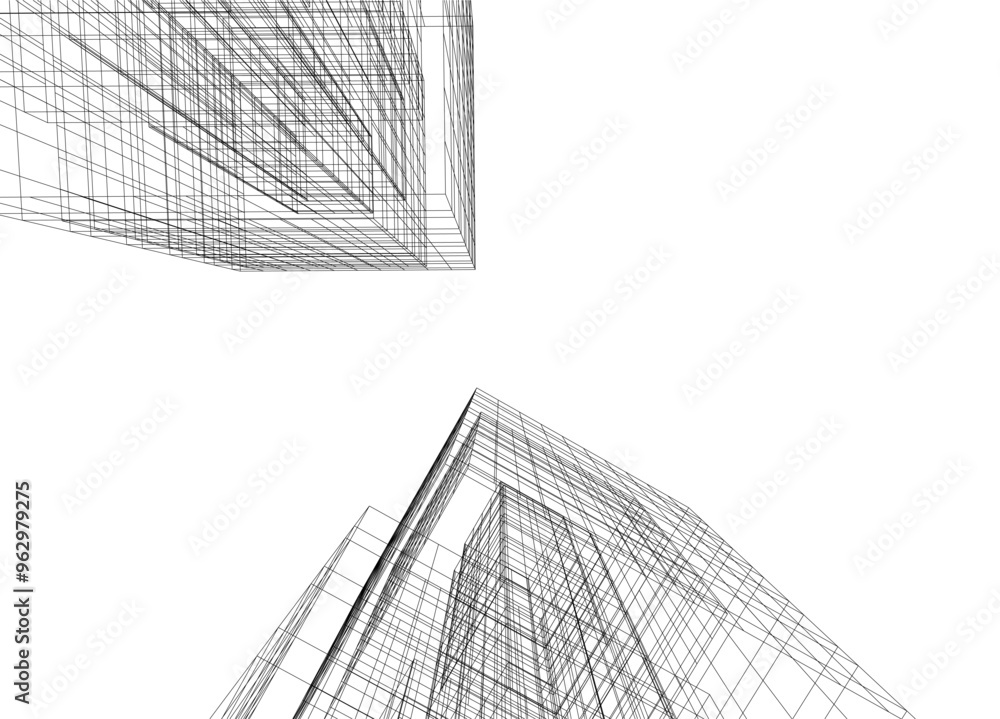 Architectural 3d drawing vector illustration Architectural 3d drawing vector illustration