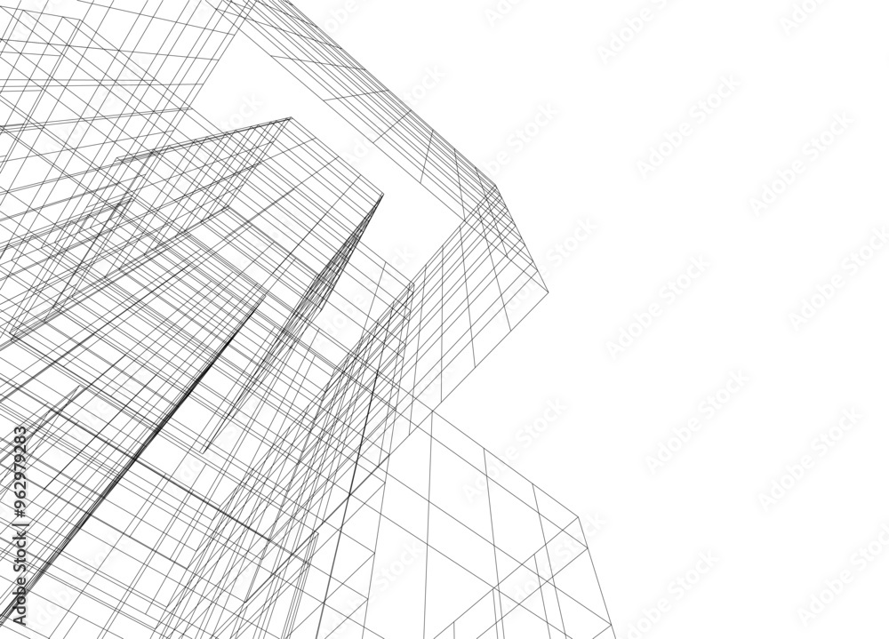 Fototapeta premium Architectural 3d drawing vector illustration