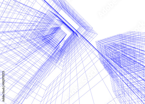 Architectural 3d drawing vector illustration