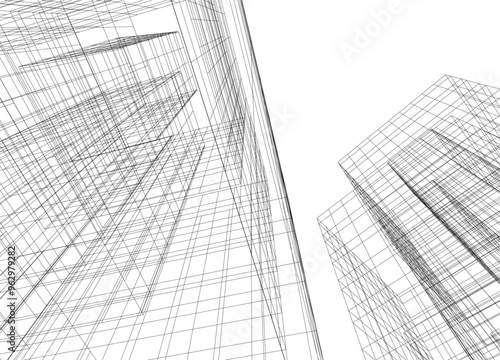 Architectural 3d drawing vector illustration