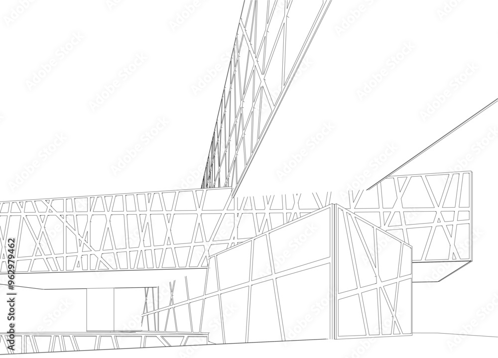 Architectural 3d drawing vector illustration Architectural 3d drawing vector illustration