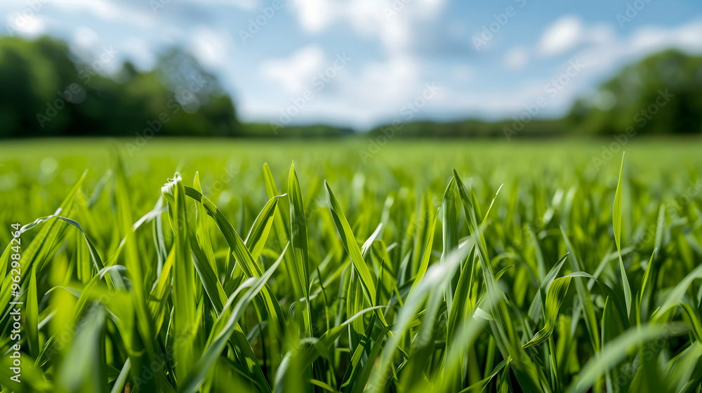 Obraz premium green grass and blue sky