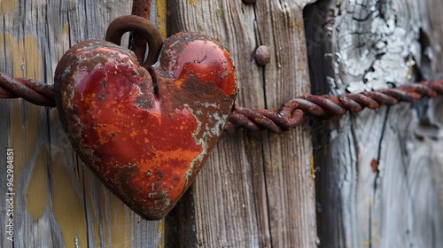 Rustic heart in a scrapped Background