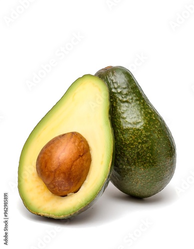 Fresh Avocado Cut in Half with Seed