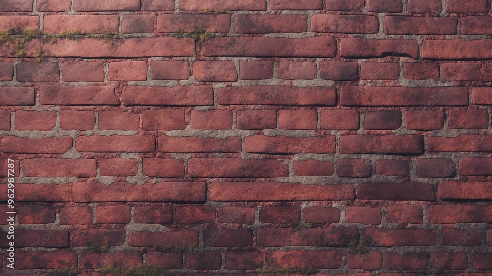 Old brick wall with moss and weathered texture. Old brick wall with moss and weathered texture.