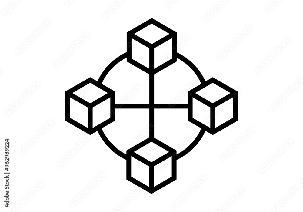 Icono negro de cubos conectados representando blockchain Icono negro de cubos conectados representando blockchain