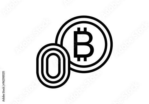 Icono negro de criptomoneda de bitcoin con huella dactilar de seguridad 
