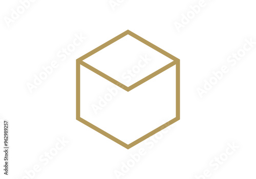 Cubo de trazado dorado y amarillo