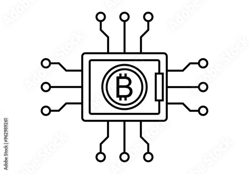 Icono negro de chip informático para minar criptomonedas o bitcoin