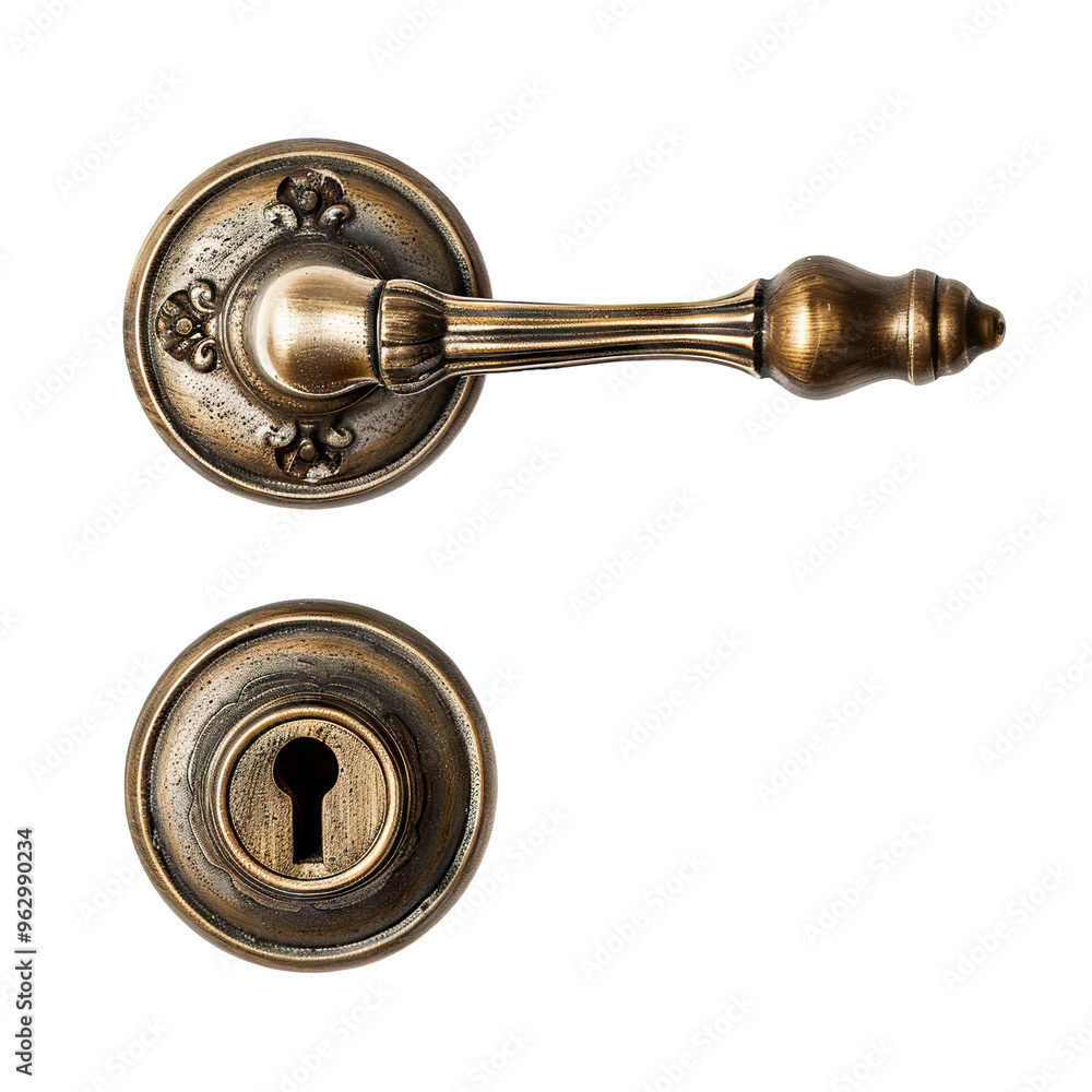 Antique bronze door handle with keyhole, cut out Antique bronze door handle with keyhole, cut out