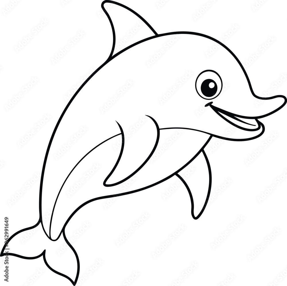 Fototapeta premium Joyful Dolphin Leaps Coloring Book with Vector Art