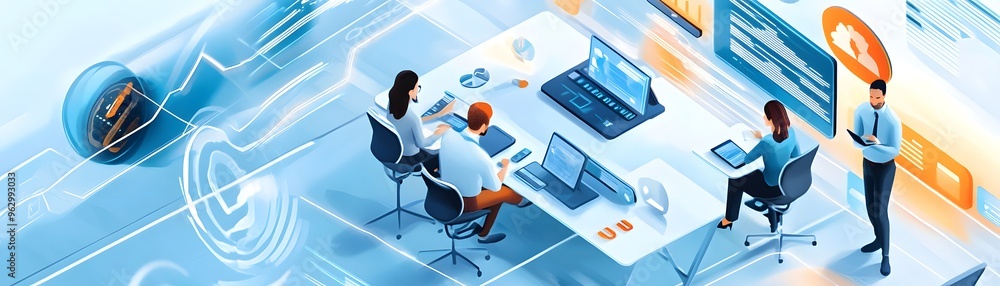 Business Team Working Together on a Project. Business Team Working Together on a Project.