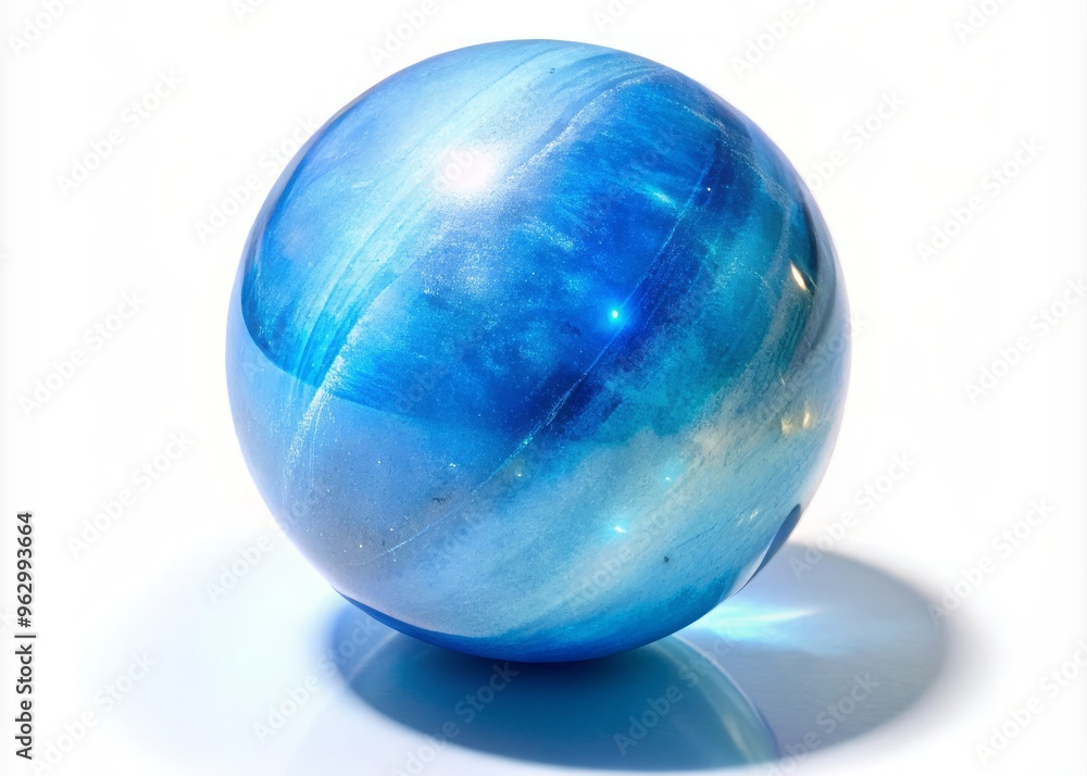 Shimmering blue moonstone sphere glows against a serene white canvas, radiating an ethereal aura as luminescent waves Shimmering blue moonstone sphere glows against a serene white canvas, radiating an ethereal aura as luminescent waves