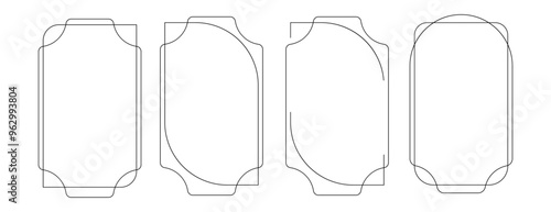 deco style thin line frame border set for luxurious design
