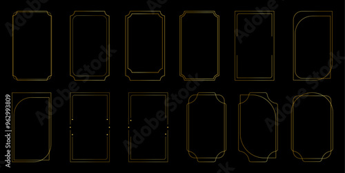 deco style thin golden frame border set for luxurious design