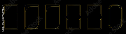 deco style thin golden frame border set for luxurious design
