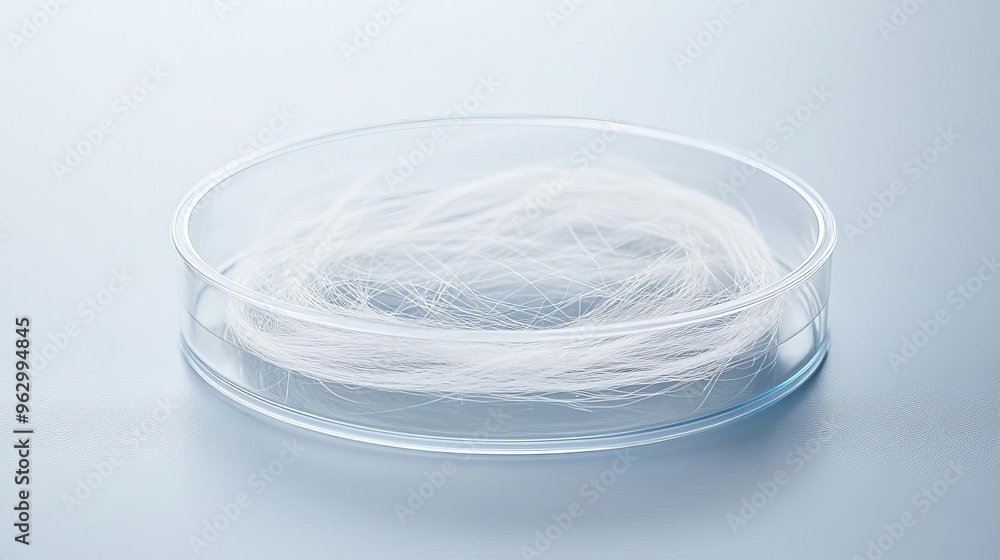 Petri dish with synthetic spider silk fibers, strong biomaterials, biotechnology Petri dish with synthetic spider silk fibers, strong biomaterials, biotechnology