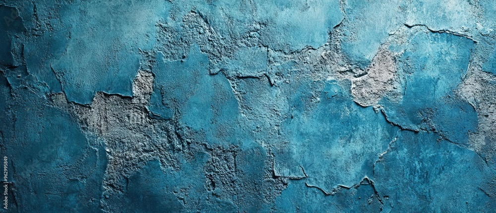 Obraz premium Vibrant blue textured concrete surface with rough details, abstract stone pattern, and weathered design for modern industrial backgrounds and architectural projects.