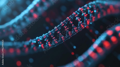 Visualization of genetic algorithms optimizing synthetic organisms, biotechnology photo