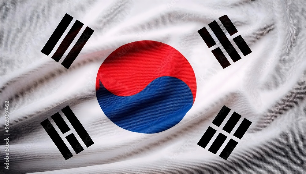 South Korean Flag with Taeguk and Trigrams South Korean Flag with Taeguk and Trigrams