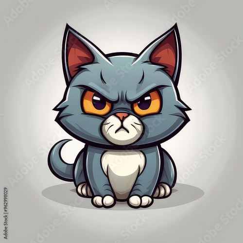 cartoon illustration,angry cat cartoon isolated on white,cat with a smile