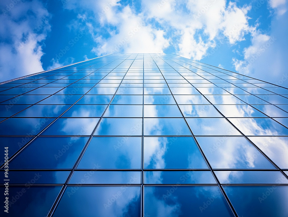 square tiles on the side of a modern skyscraper, metallic sheen reflecting the sky and clouds, abstract architectural photography square tiles on the side of a modern skyscraper, metallic sheen reflecting the sky and clouds, abstract architectural photography