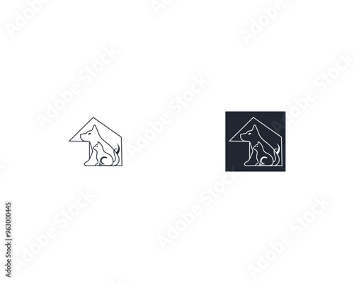 Dog and cat logo design template vector, line of pet logo design suitable for pet shop, store, cafe, business, hotel, veterinary clinic, Domestic animal vector illustration logotype, sign or symbol